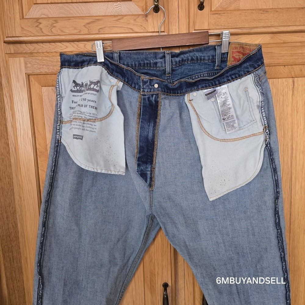 Levis 505 Regular Fit Straight Leg Jeans Mens 42x32 Medium Wash Blue 00505-1649 - Picture 14 of 16